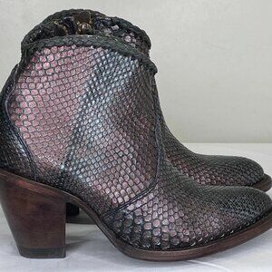 Allens Women’s Kyra Boots Black Size 6B Exotic Ankle Zip-Up High Heel Almond Toe